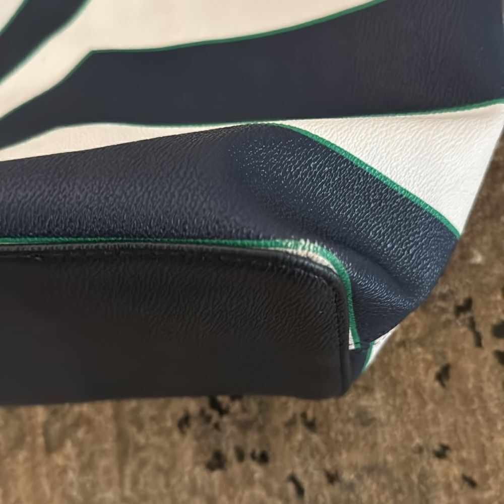 NWT C. Wonder Women’s Navy Green & White Chevron Striped Tote Bag - Picture 8 of 12